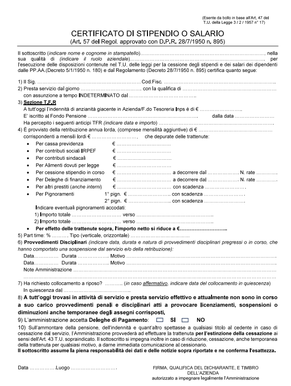 Certificato di stipendio