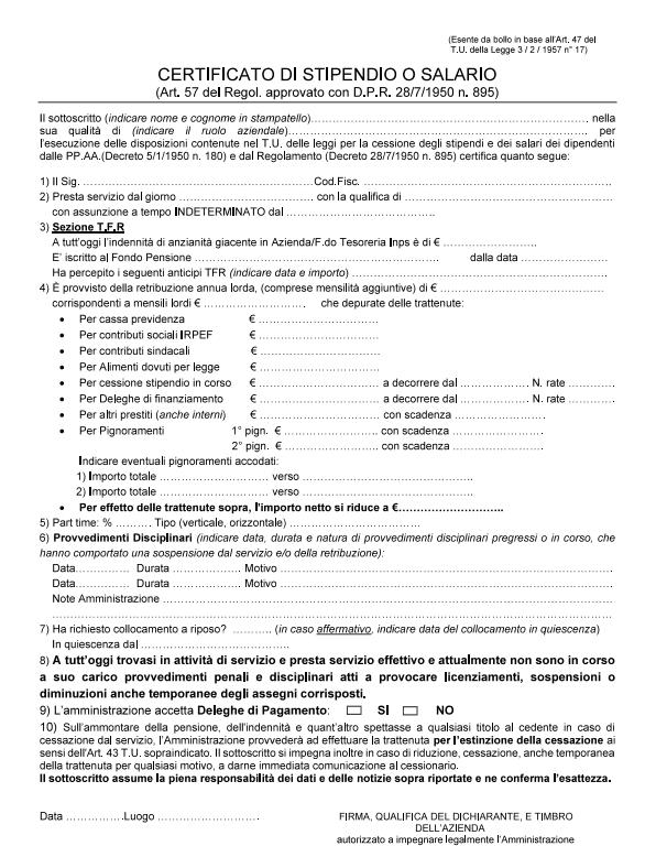 Certificato di stipendio