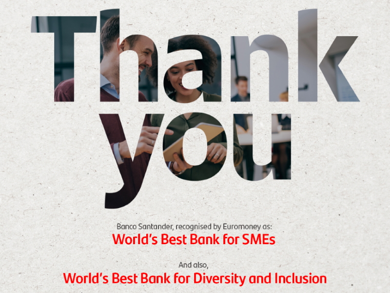 Santander è Best Bank for Diversity and Inclusion e Best Bank for SME’s per Euromoney